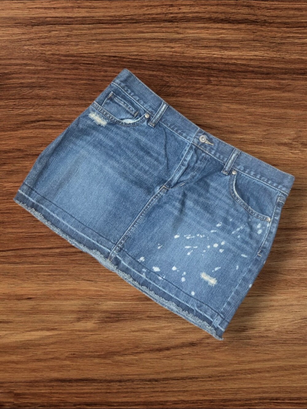 Old Navy Vintage Y2K Denim Mini Skirt with Subtle Paint Splatter